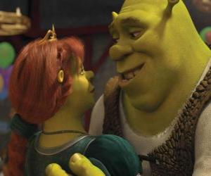 yapboz Shrek ve Fiona, aşık Dev bir çift
